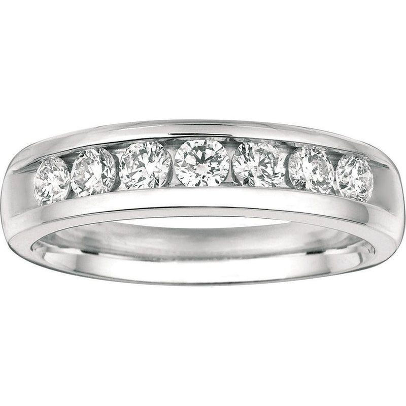 Radiant 14K White Gold Men's Diamond Wedding Band