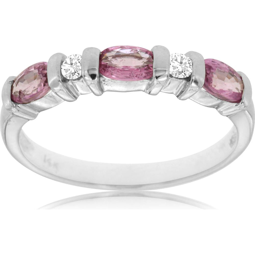 Radiant 14K White Gold Pink Sapphire & Diamond Band - Feminine Elegance