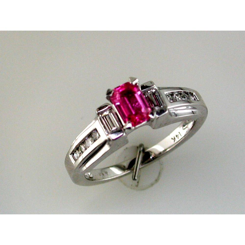 Radiant 14K White Gold Pink Sapphire & Diamond Ring - 0.70 Carat Pink Sapphire, 0.27 Carat Diamond Total Weight