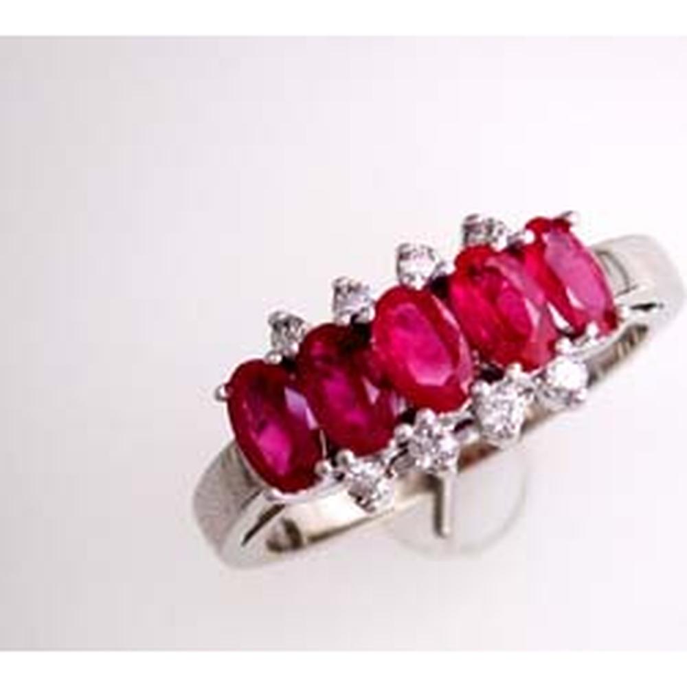 Radiant 14K White Gold Ruby and Diamond Ring - 1.70 Carat Ruby, 0.18 Carat Diamonds