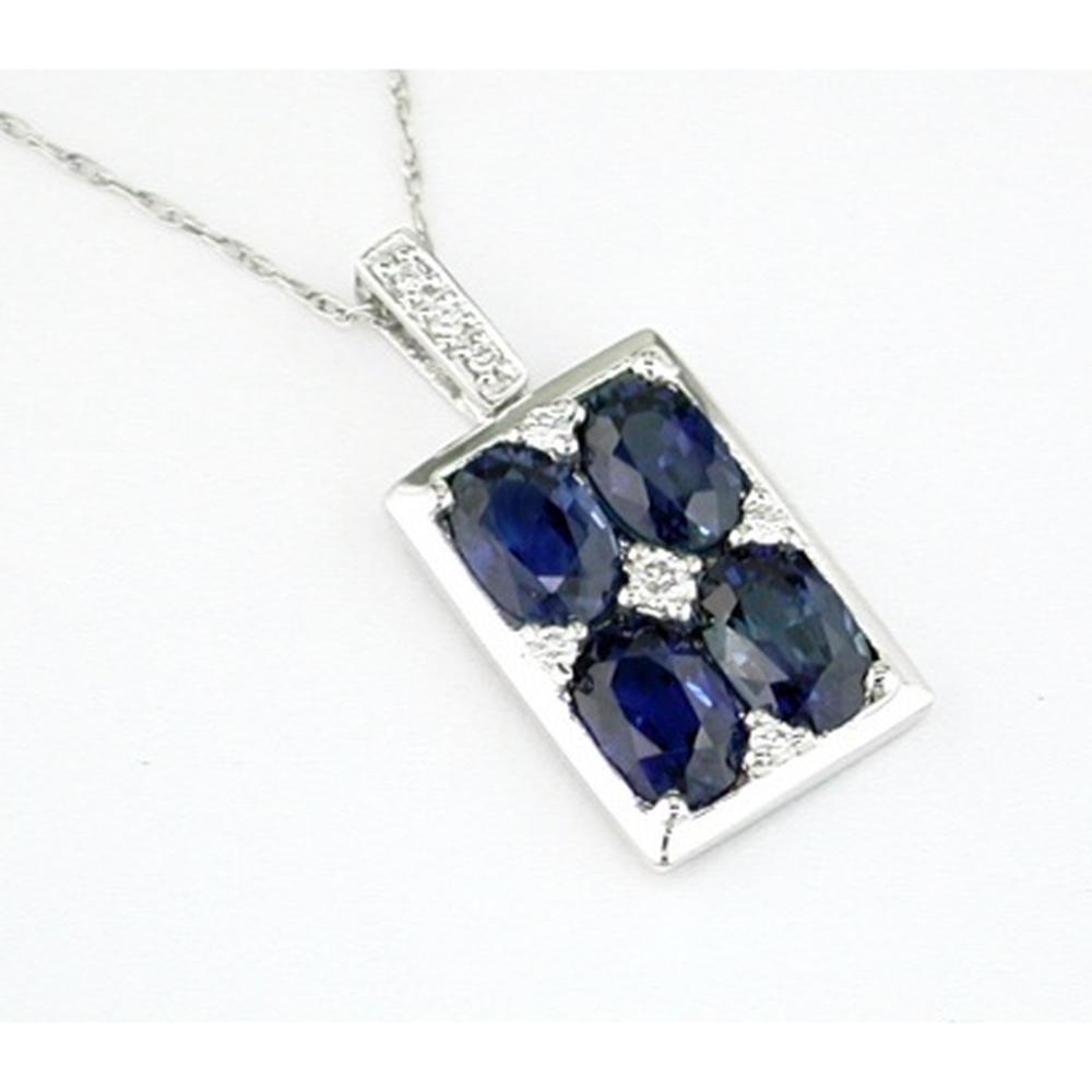Radiant 14K White Gold Sapphire & Diamond Halo Pendant - 2.40 Carat Sapphire