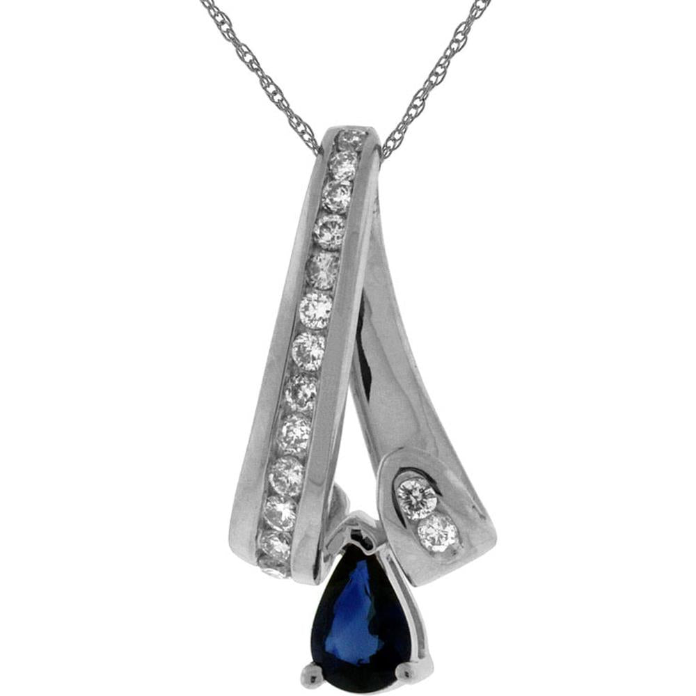 Radiant 14K White Gold Sapphire and Diamond Halo Pendant