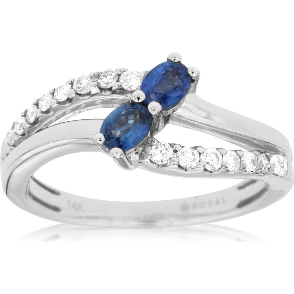 Radiant 14K White Gold Sapphire & Diamond Halo Ring - Celestial Elegance