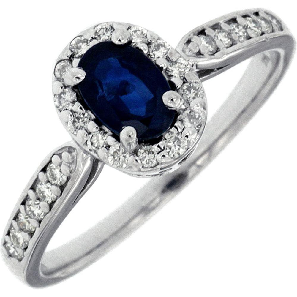 Radiant 14K White Gold Sapphire & Diamond Halo Ring - Timeless Elegance
