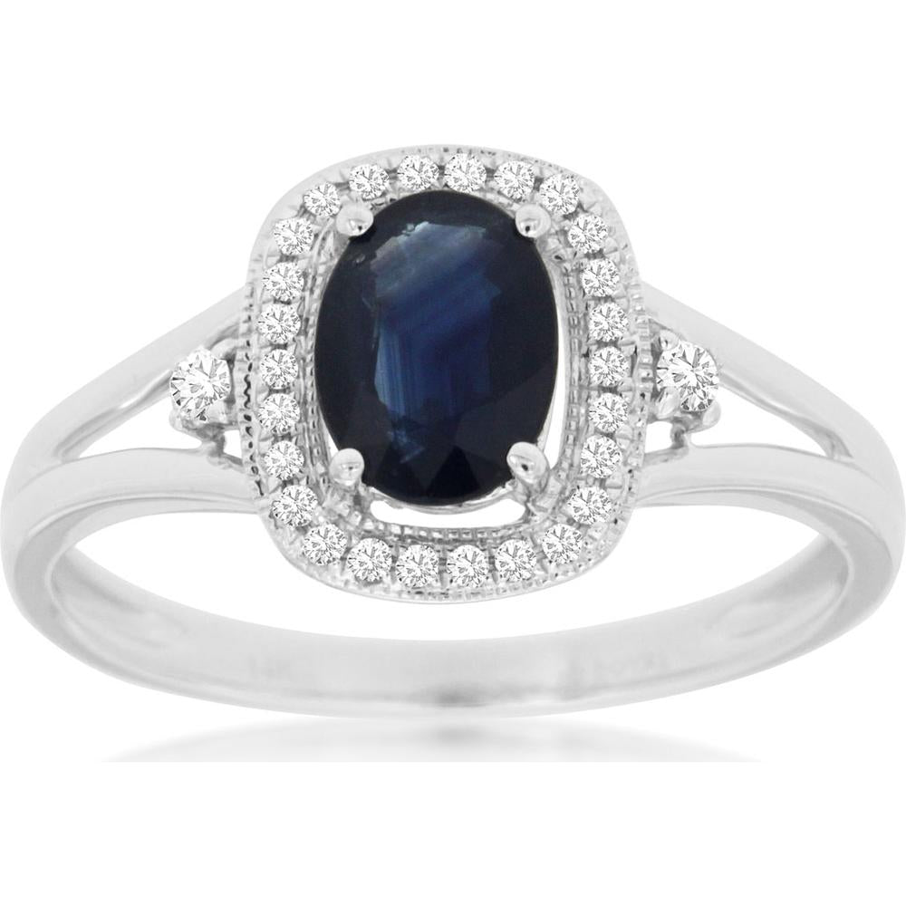 Radiant 14K White Gold Sapphire & Diamond Ring - Timeless Elegance