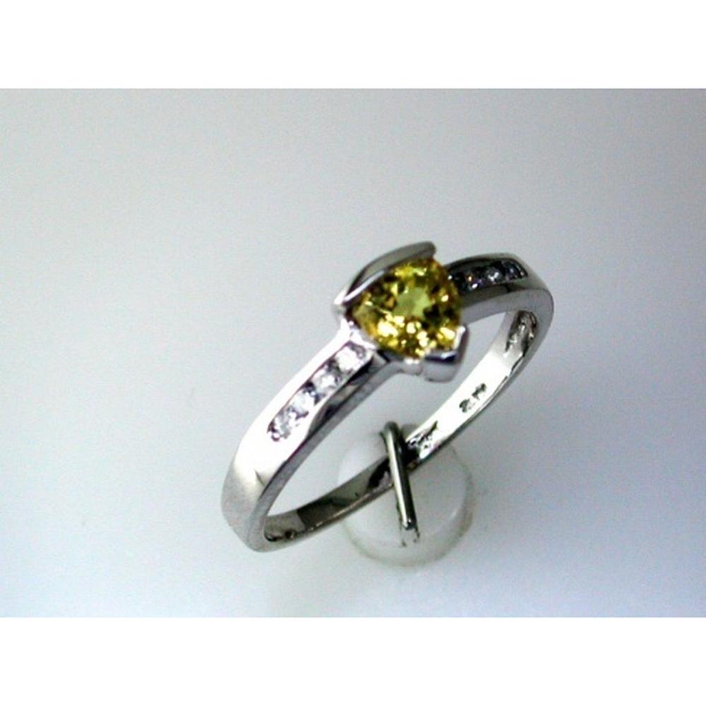 Radiant 14K White Gold Yellow Sapphire & Diamond Trillion Ring
