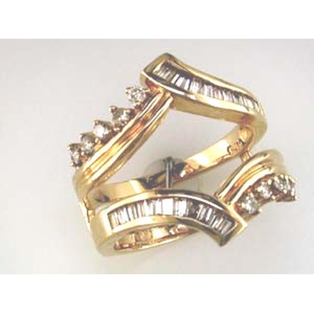 Radiant 14K Yellow Gold Baguette and Round Diamond Insert Ring