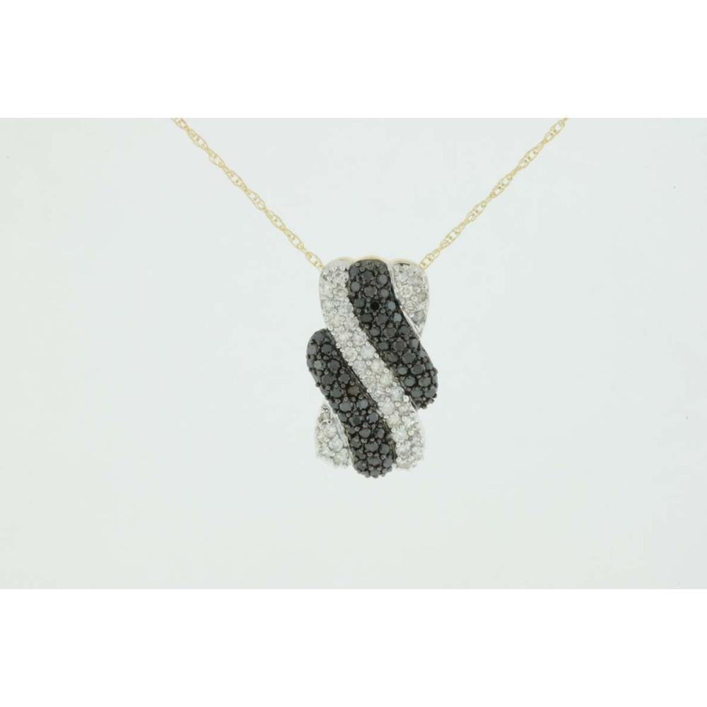 Radiant 14K Yellow Gold Black Diamond & Diamond Pendant
