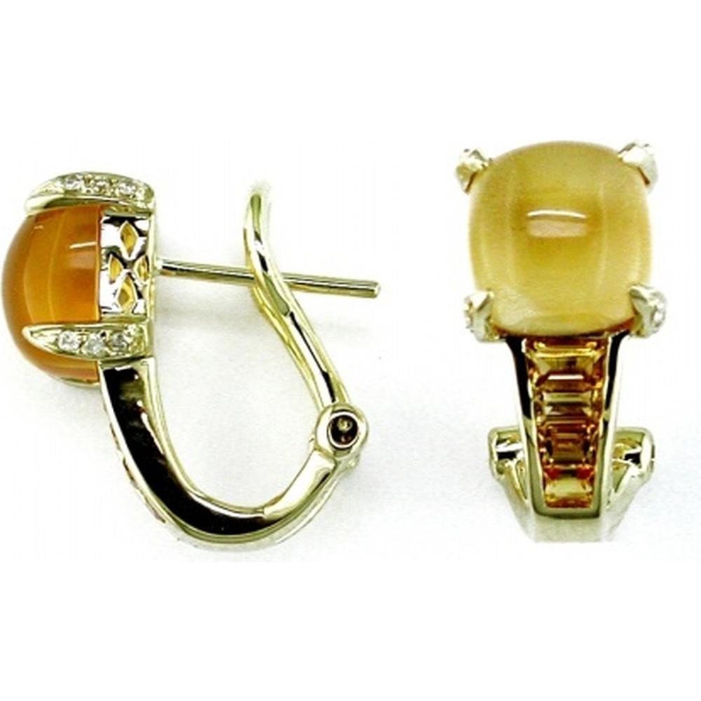 Radiant 14K Yellow Gold Citrine & Diamond Earrings - 5.75 Carat Total Gem Weight