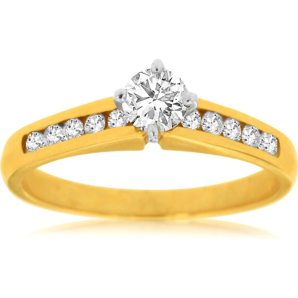 Radiant 14K Yellow Gold Diamond Engagement Ring - 0.32 Carat Center Diamond