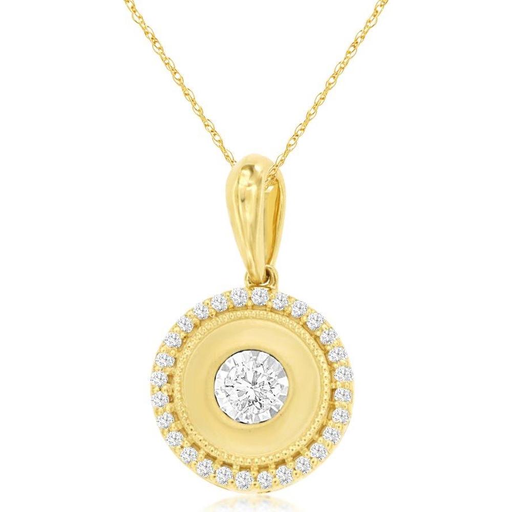 Radiant 14K Yellow Gold Diamond Pendant - 0.21 Carat