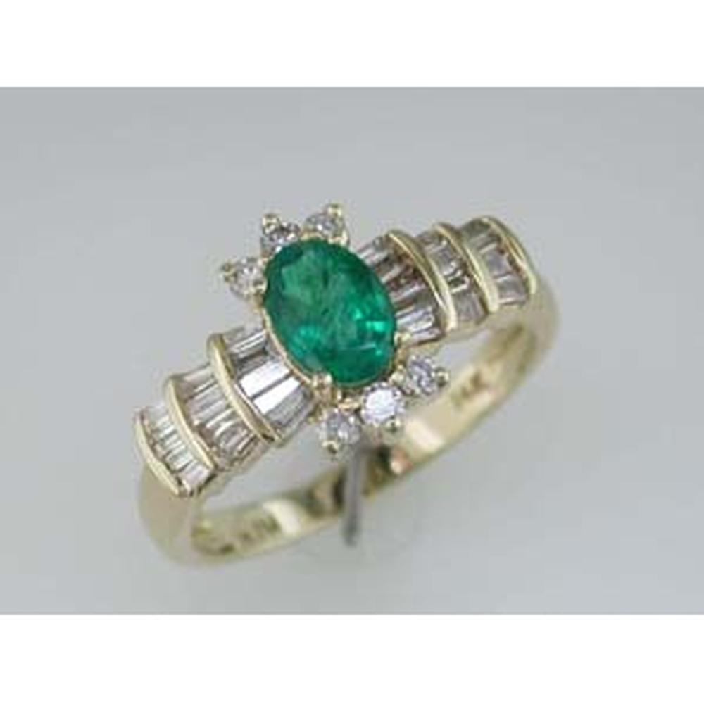 Radiant 14K Yellow Gold Emerald and Diamond Ring - 0.75 Carat Gem