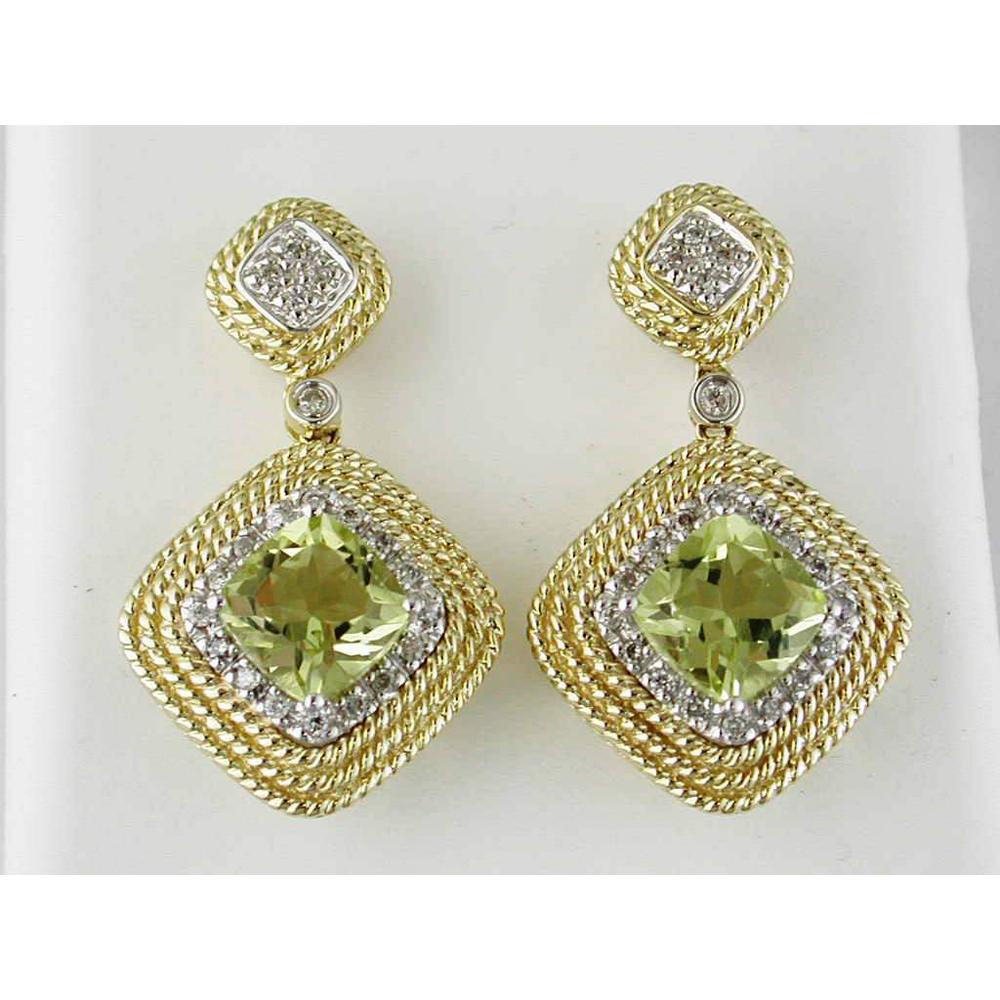 Radiant 14K Yellow Gold Lemon Quartz & Diamond Halo Earrings