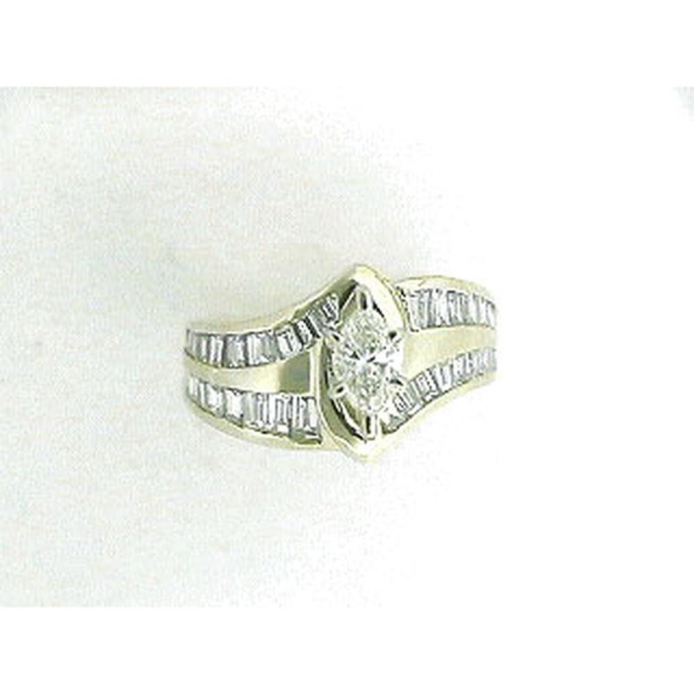 Radiant 14K Yellow Gold Marquise Diamond Engagement Ring - 1.68 Carat Total Diamond Weight