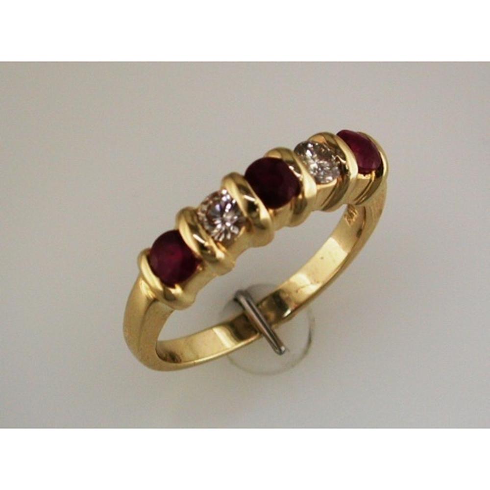 Radiant 14K Yellow Gold Ruby & Diamond Band - Timeless Elegance