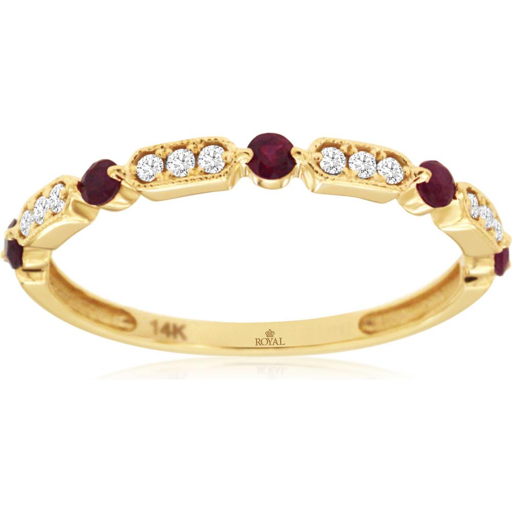 Radiant 14K Yellow Gold Ruby & Diamond Ring - Exquisite Statement Piece