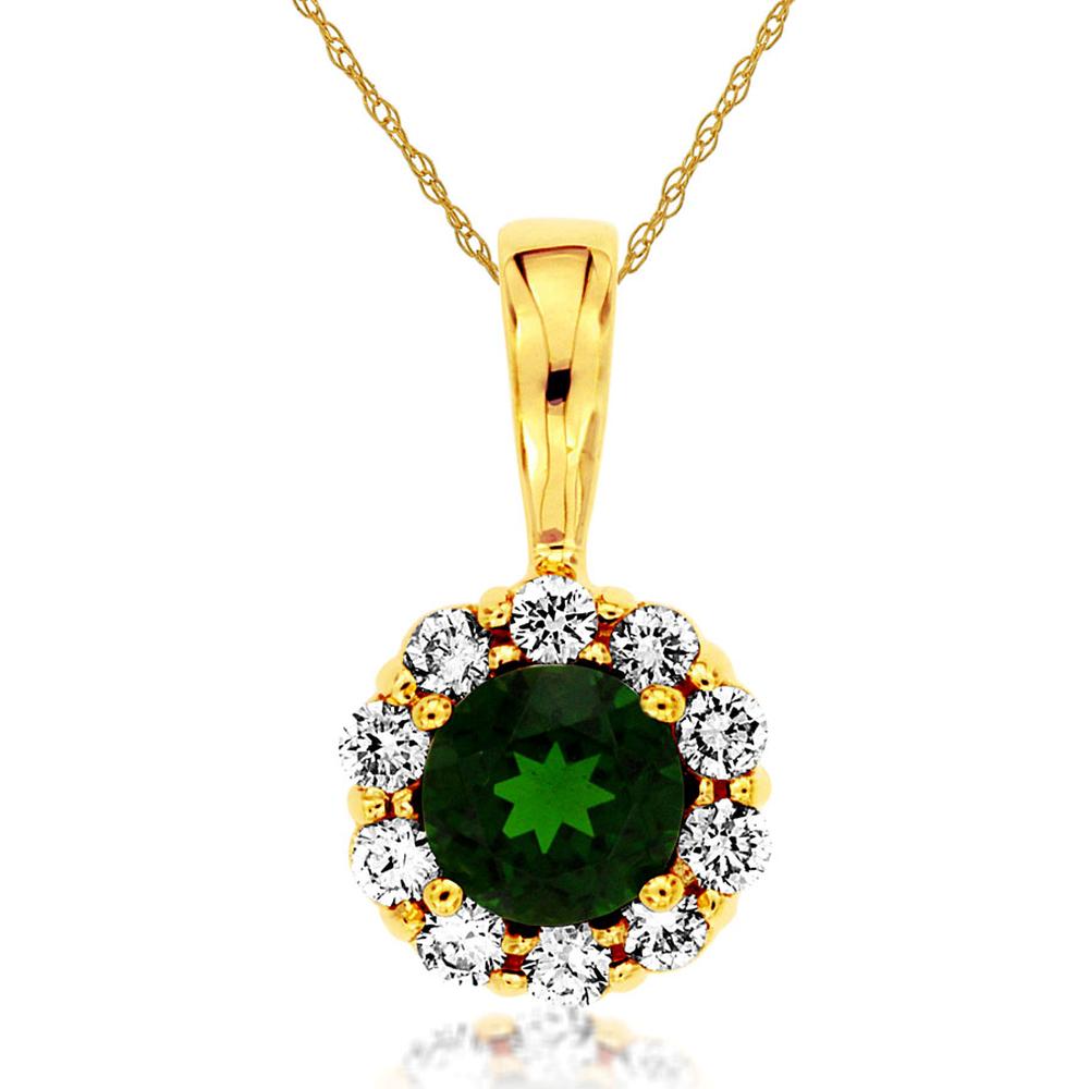 Radiant 14K Yellow Gold Russalite and Diamond Pendant