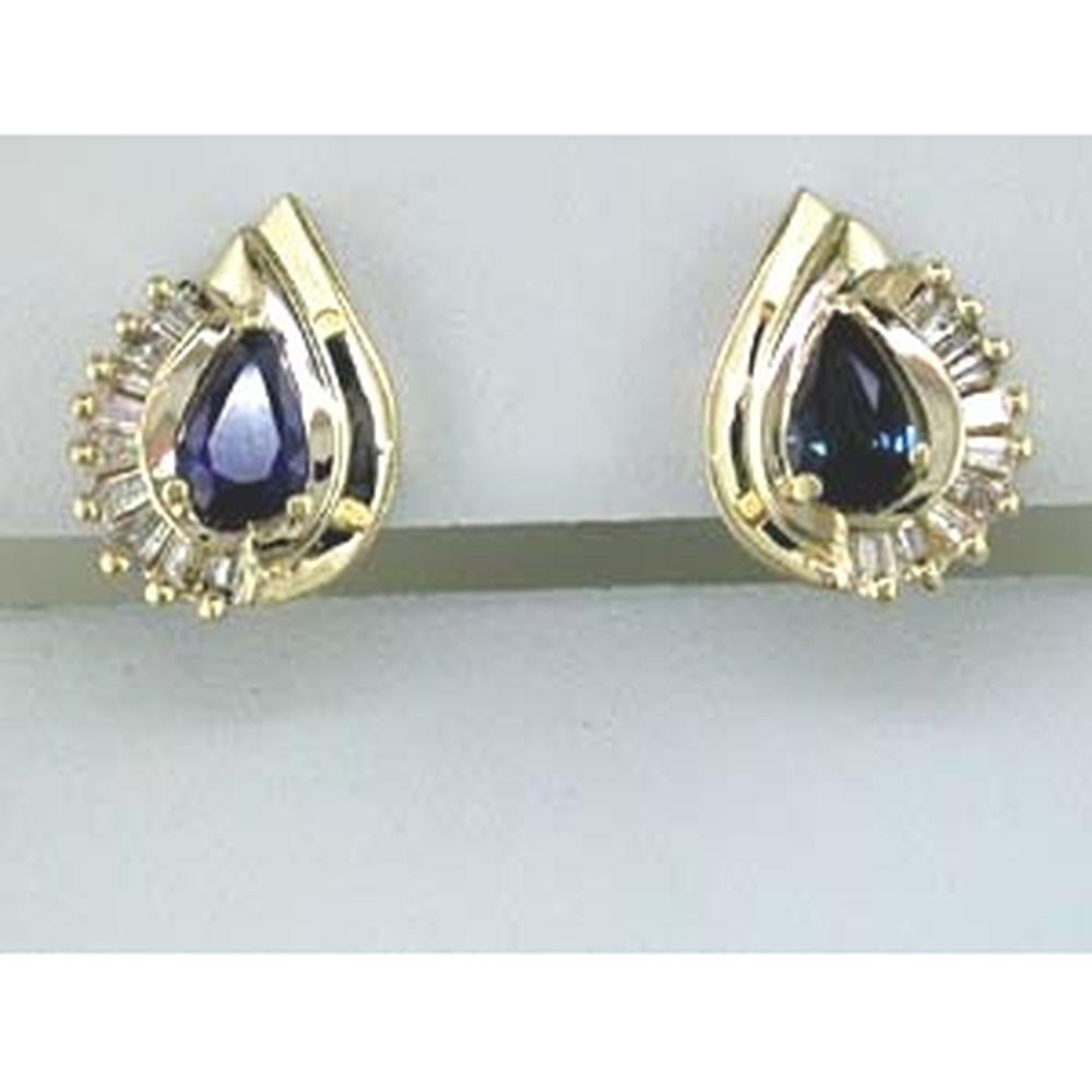 Radiant 14K Yellow Gold Sapphire and Diamond Earrings