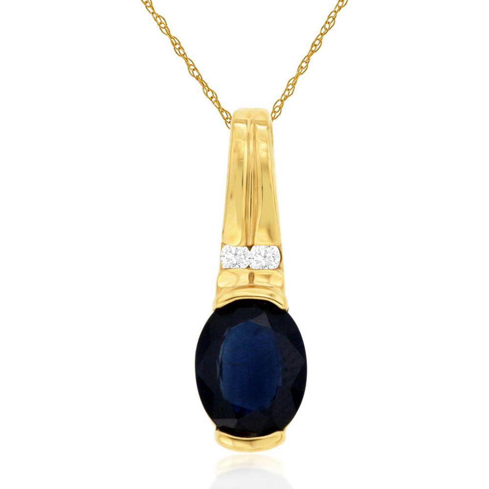 Radiant 14K Yellow Gold Sapphire & Diamond Halo Pendant