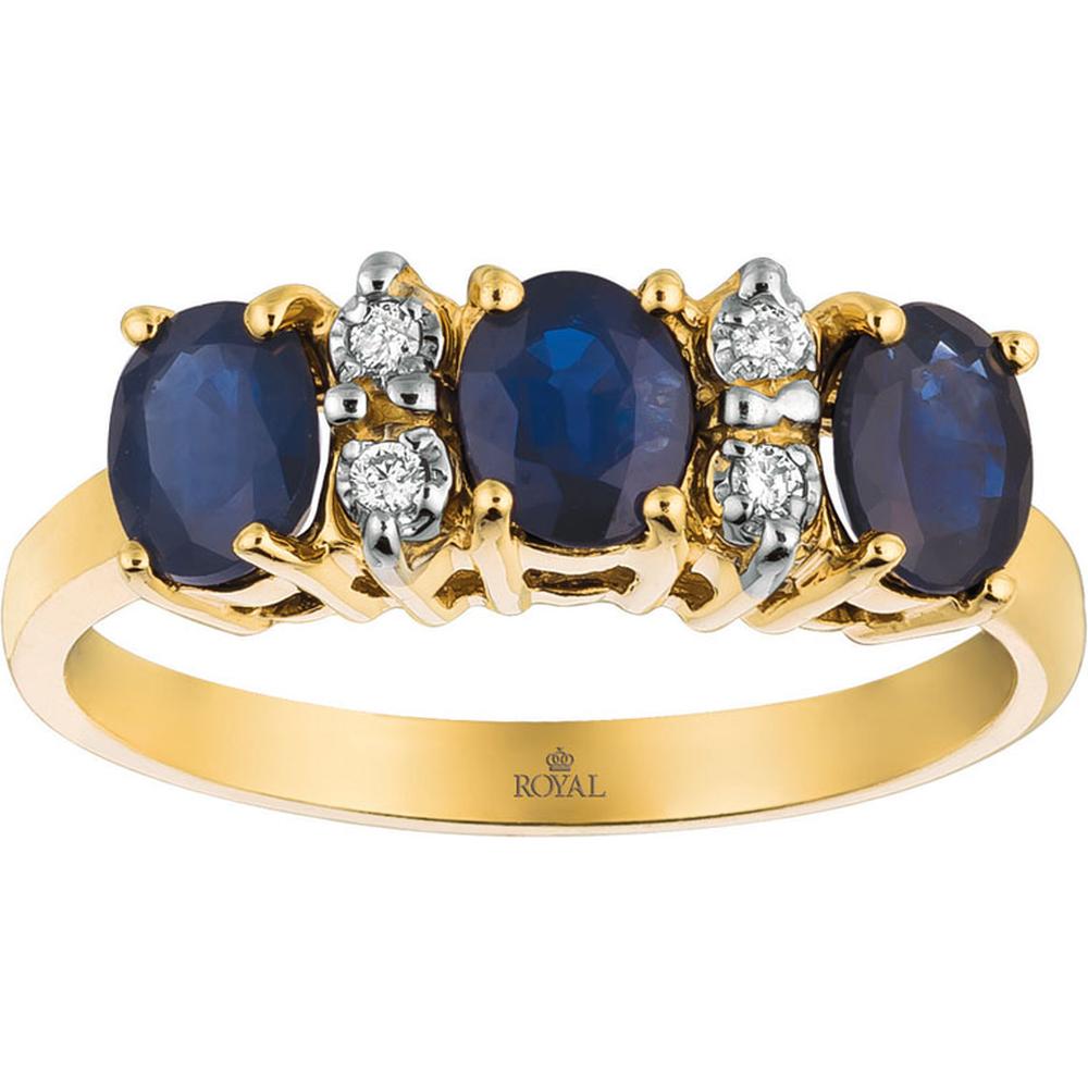 Radiant 14K Yellow Gold Sapphire and Diamond Halo Ring - 1.30 Carat Sapphire, 0.06 Carat Diamonds