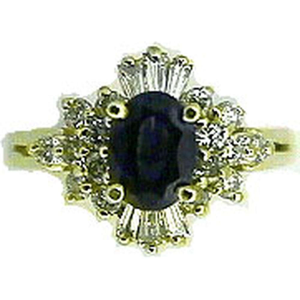 Radiant 14K Yellow Gold Sapphire and Diamond Halo Ring