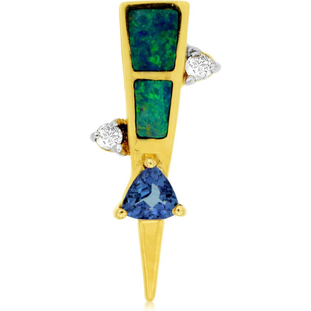 Radiant 14K Yellow Gold Tanzanite & Opal Pendant