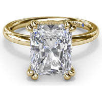 Radiant Cut Engagement Ring Setting with Double Prongs and Hidden Halo by Fana - 0.08 Carat Total Diamond Weight