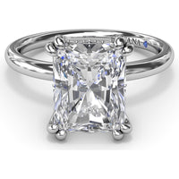Radiant Cut Engagement Ring Setting with Double Prongs and Hidden Halo by Fana - 0.08 Carat Total Diamond Weight