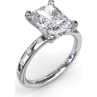 Radiant Cut Engagement Ring Setting with Flush Set Diamond Band by Fana - 0.27 Carat Total Diamond Weight