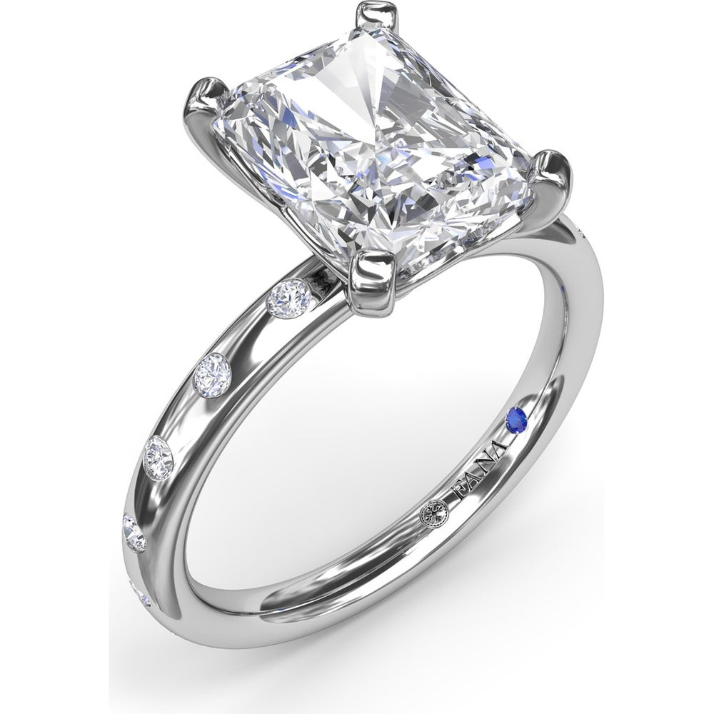 Radiant Cut Engagement Ring Setting with Flush Set Diamond Band by Fana - 0.27 Carat Total Diamond Weight