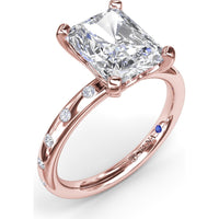 Radiant Cut Engagement Ring Setting with Flush Set Diamond Band by Fana - 0.27 Carat Total Diamond Weight