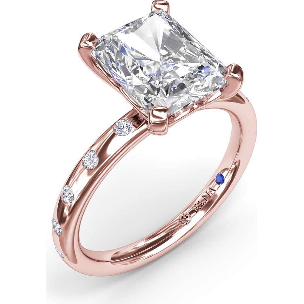 Radiant Cut Engagement Ring Setting with Flush Set Diamond Band by Fana - 0.27 Carat Total Diamond Weight