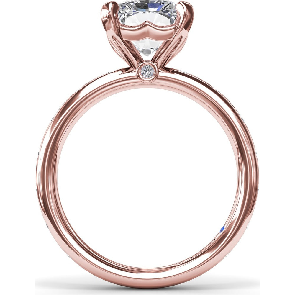 Radiant Cut Engagement Ring Setting with Flush Set Diamond Band by Fana - 0.27 Carat Total Diamond Weight