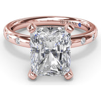 Radiant Cut Engagement Ring Setting with Flush Set Diamond Band by Fana - 0.27 Carat Total Diamond Weight