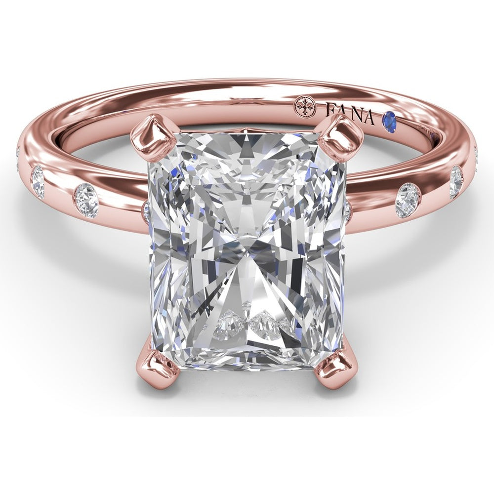 Radiant Cut Engagement Ring Setting with Flush Set Diamond Band by Fana - 0.27 Carat Total Diamond Weight
