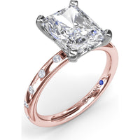 Radiant Cut Engagement Ring Setting with Flush Set Diamond Band by Fana - 0.27 Carat Total Diamond Weight