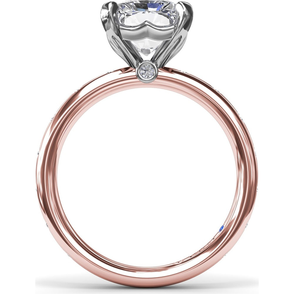 Radiant Cut Engagement Ring Setting with Flush Set Diamond Band by Fana - 0.27 Carat Total Diamond Weight