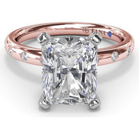 Radiant Cut Engagement Ring Setting with Flush Set Diamond Band by Fana - 0.27 Carat Total Diamond Weight
