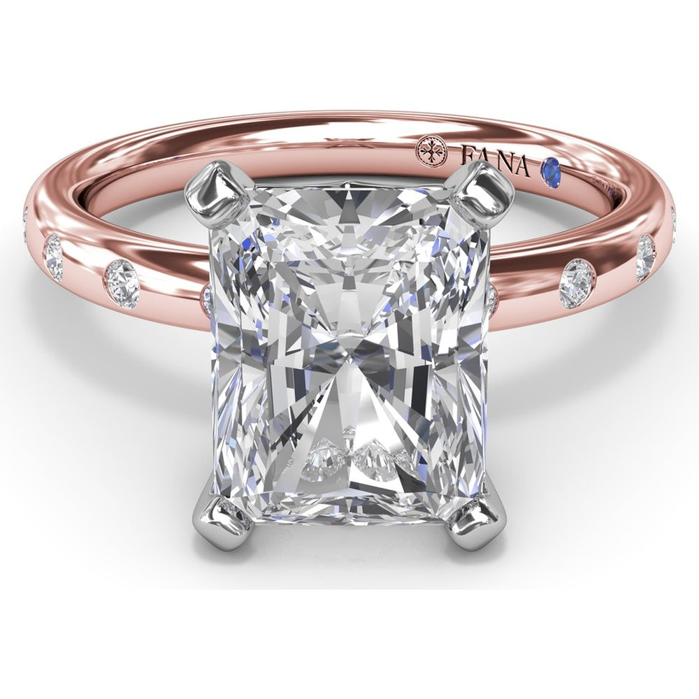 Radiant Cut Engagement Ring Setting with Flush Set Diamond Band by Fana - 0.27 Carat Total Diamond Weight