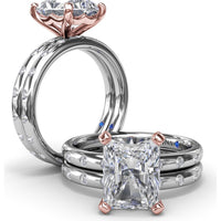Radiant Cut Engagement Ring Setting with Flush Set Diamond Band by Fana - 0.27 Carat Total Diamond Weight