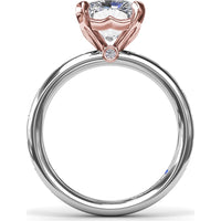 Radiant Cut Engagement Ring Setting with Flush Set Diamond Band by Fana - 0.27 Carat Total Diamond Weight
