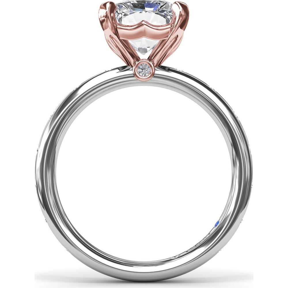 Radiant Cut Engagement Ring Setting with Flush Set Diamond Band by Fana - 0.27 Carat Total Diamond Weight