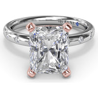 Radiant Cut Engagement Ring Setting with Flush Set Diamond Band by Fana - 0.27 Carat Total Diamond Weight