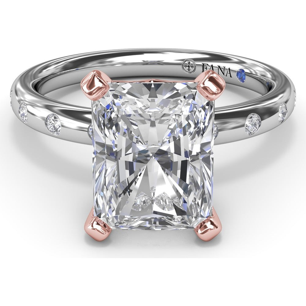 Radiant Cut Engagement Ring Setting with Flush Set Diamond Band by Fana - 0.27 Carat Total Diamond Weight
