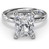 Radiant Cut Engagement Ring Setting with Flush Set Diamond Band by Fana - 0.27 Carat Total Diamond Weight