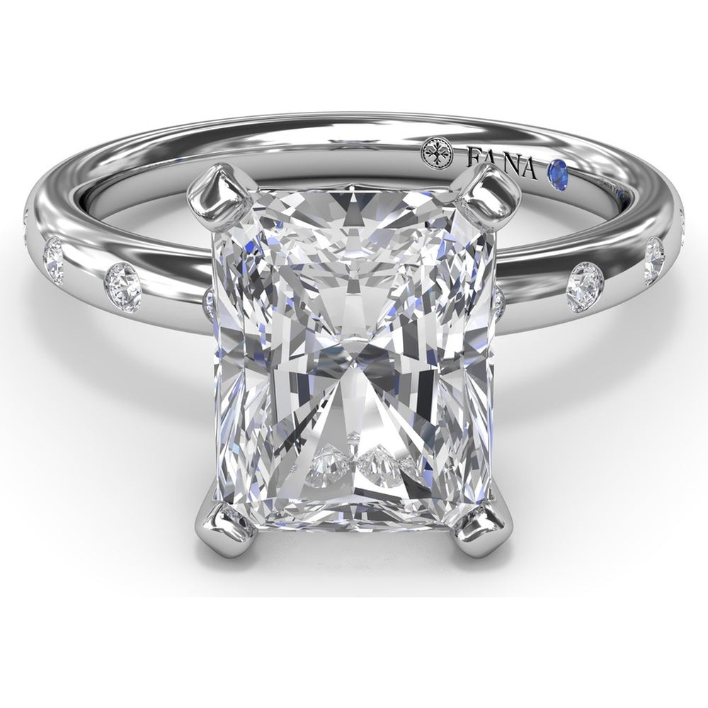 Radiant Cut Engagement Ring Setting with Flush Set Diamond Band by Fana - 0.27 Carat Total Diamond Weight