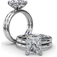 Radiant Cut Engagement Ring Setting with Flush Set Diamond Band by Fana - 0.27 Carat Total Diamond Weight