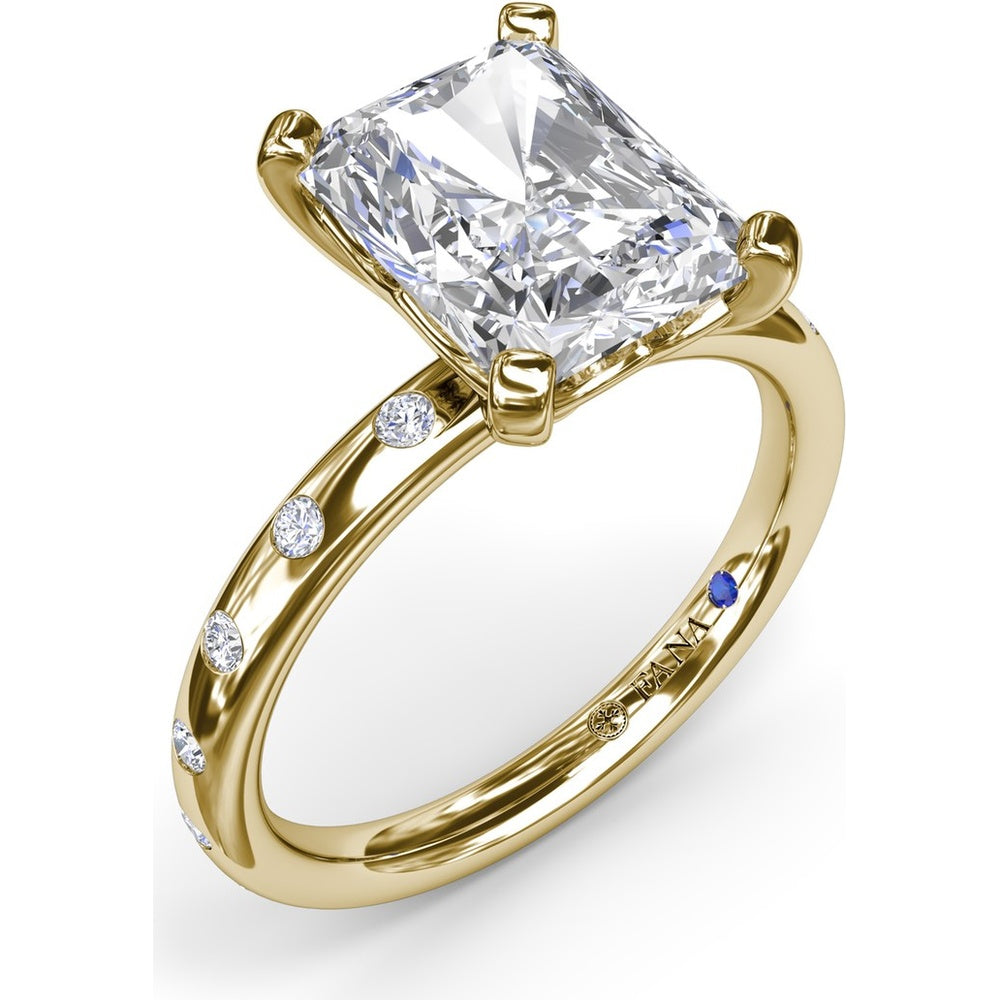Radiant Cut Engagement Ring Setting with Flush Set Diamond Band by Fana - 0.27 Carat Total Diamond Weight