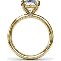 Radiant Cut Engagement Ring Setting with Flush Set Diamond Band by Fana - 0.27 Carat Total Diamond Weight