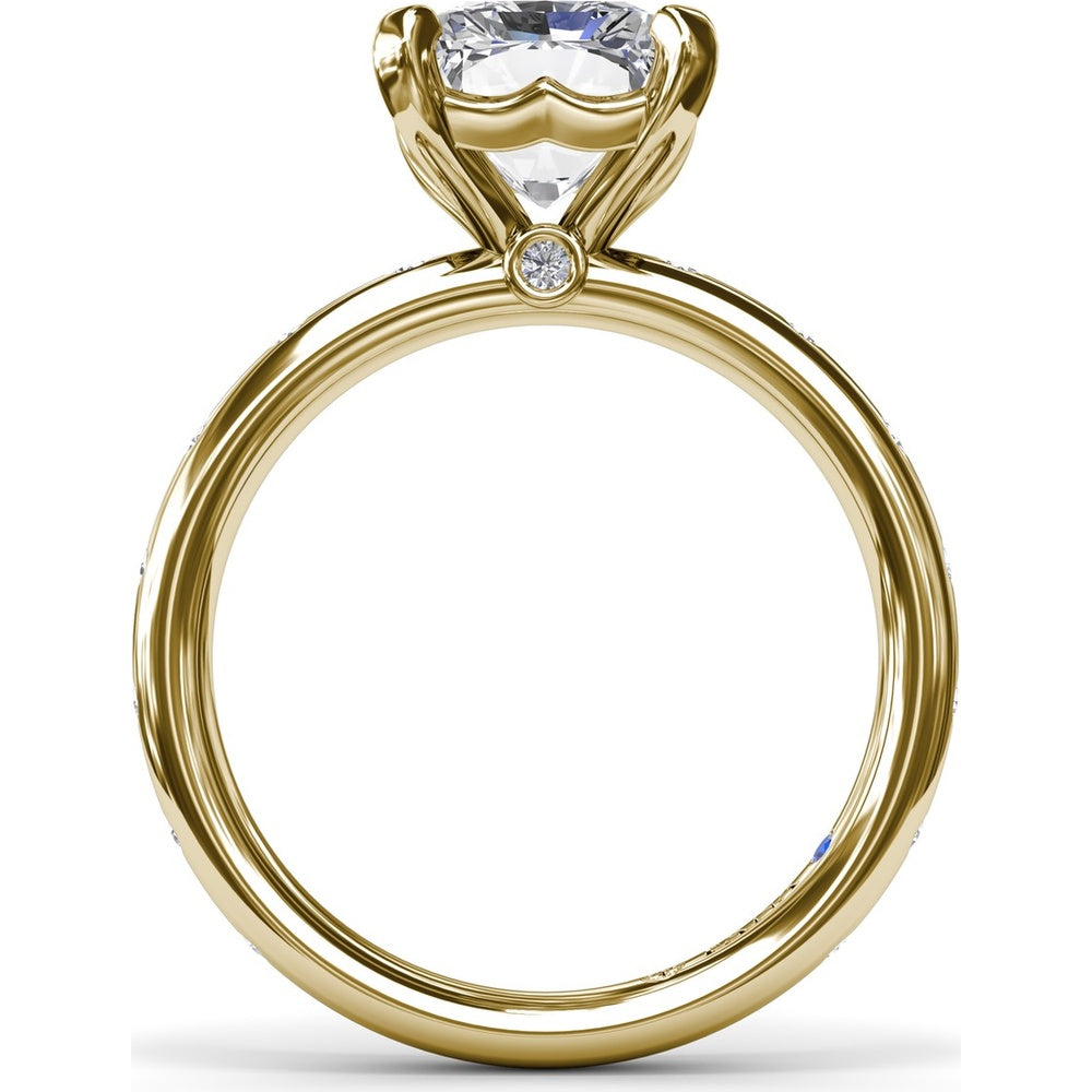 Radiant Cut Engagement Ring Setting with Flush Set Diamond Band by Fana - 0.27 Carat Total Diamond Weight